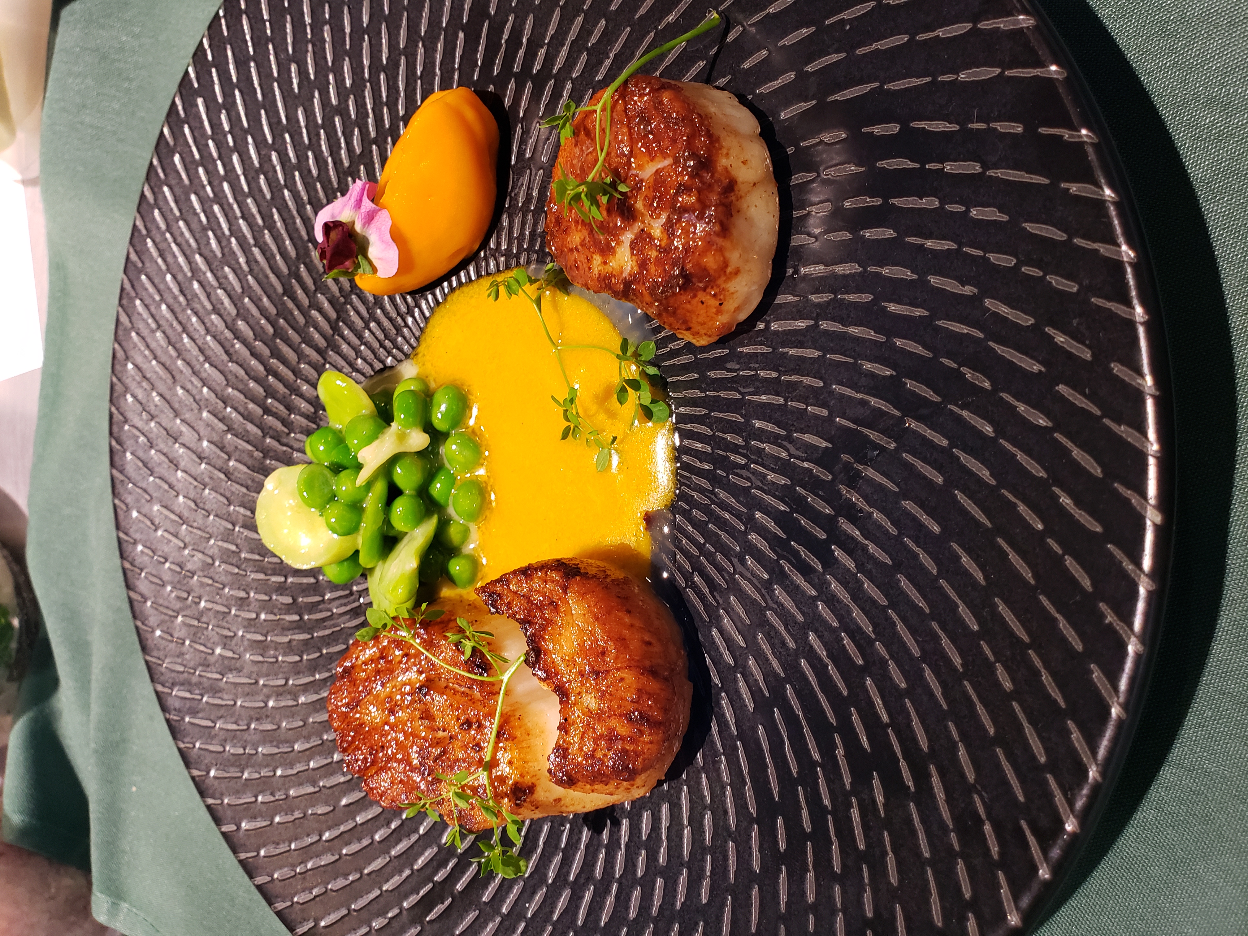 Elegantly plated scallop entree