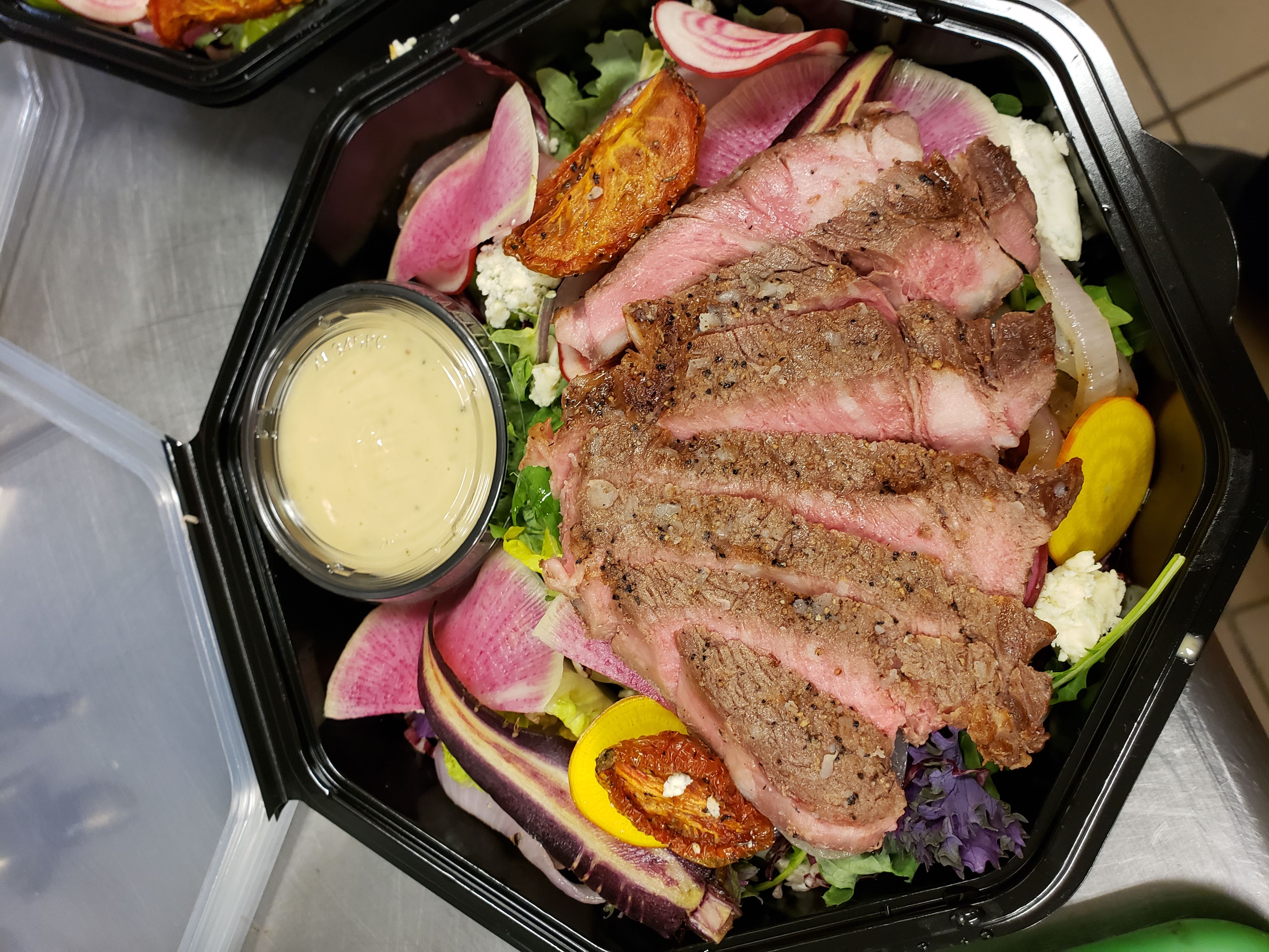 Gourmet steak salad meal prep